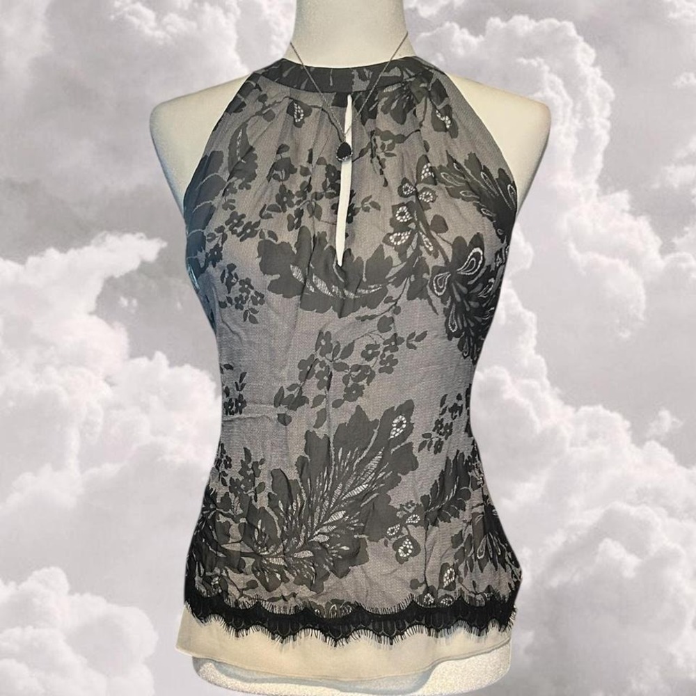 Dianne Von Furstenburg Silk Office Siren lace blouse size small